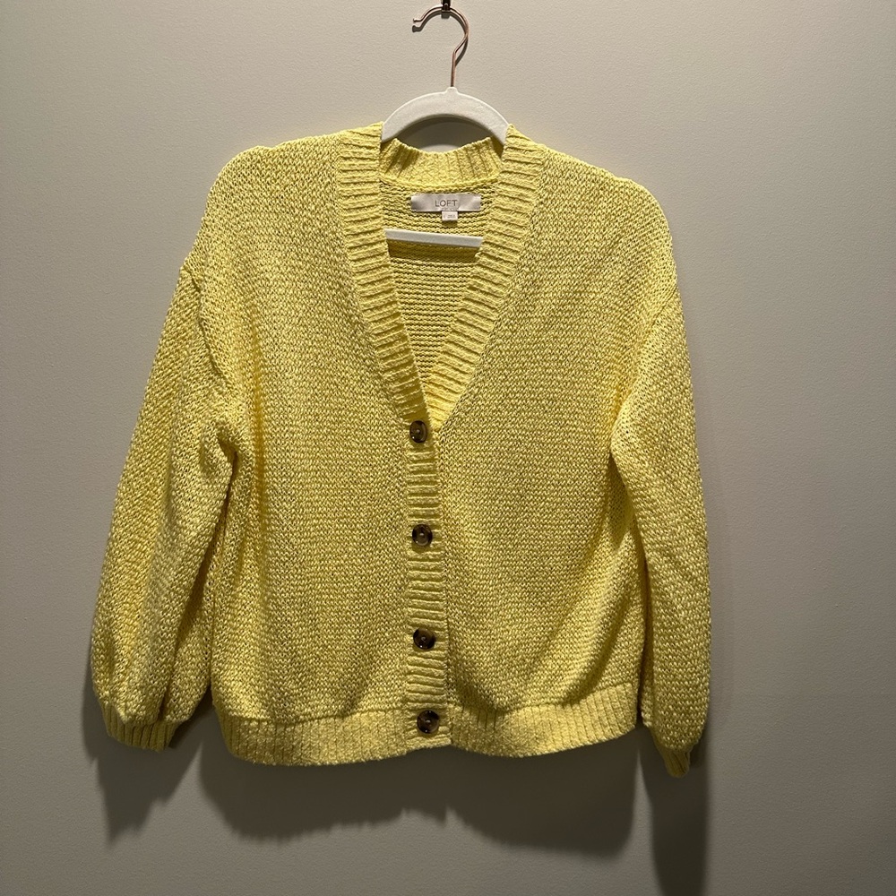 Loft Marled V-Neck Cardigan, Pale Banana